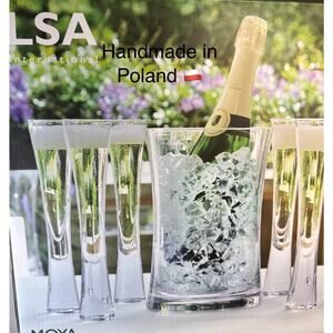 LSA International Moya Champagne Serving Ice Bucket and 5 Flutes~set Of 6